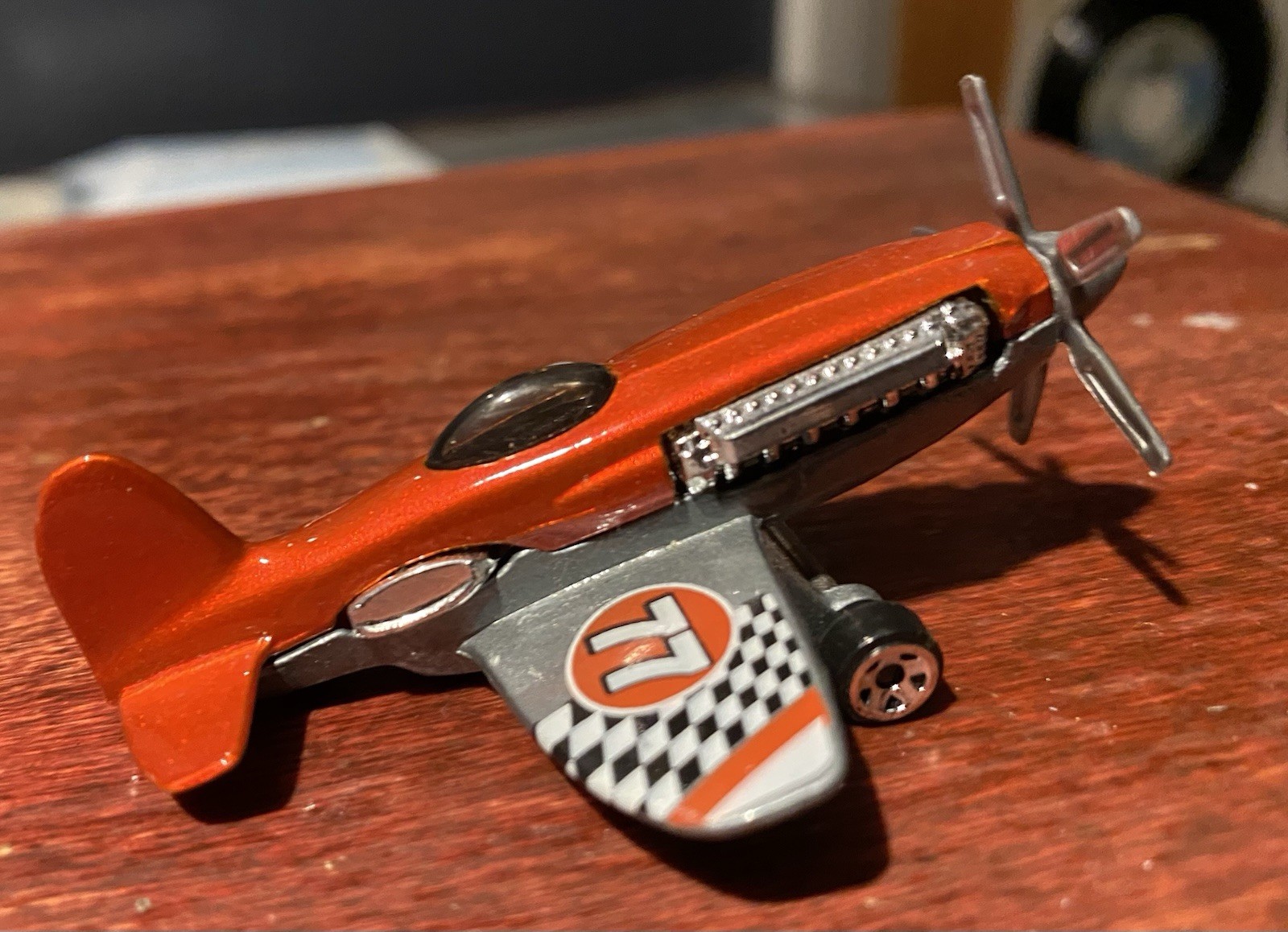 Hot Wheels Madd Propz Diecast Propeller Plane 1:64 Orange Silver Black Model