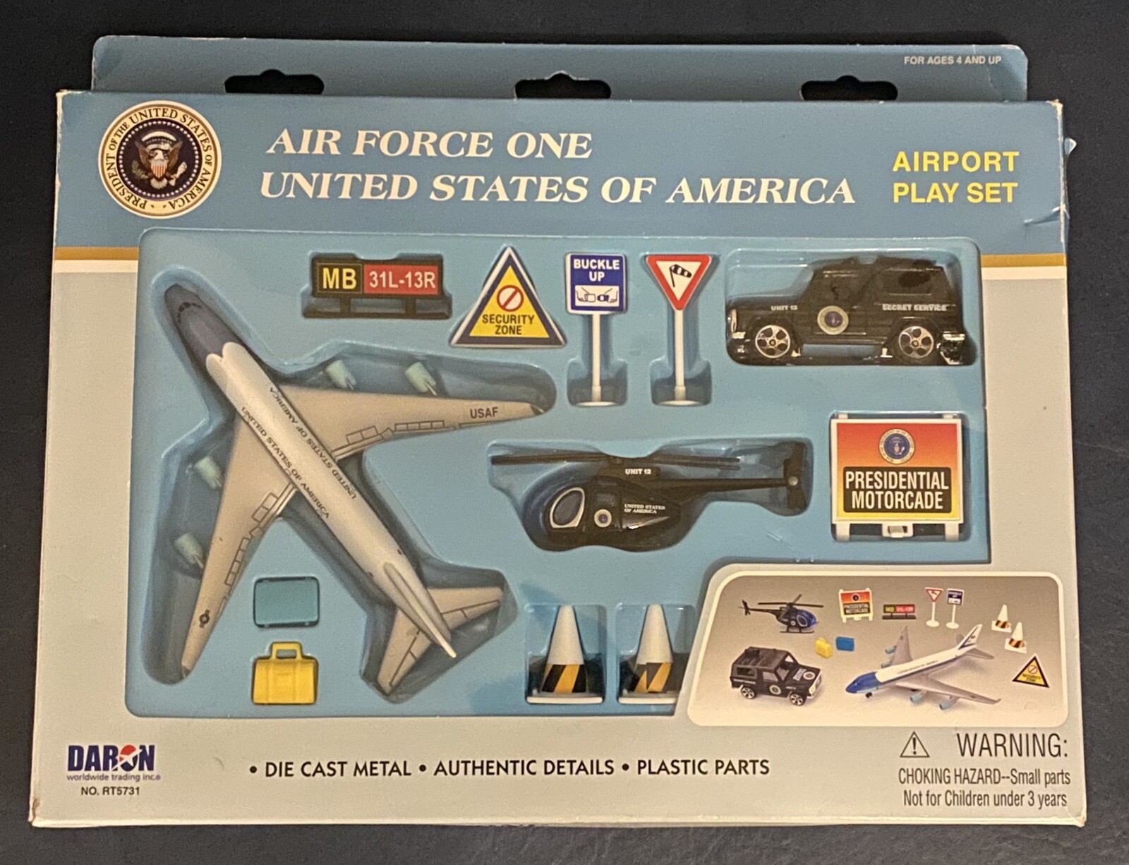 Air Force One USA Airport Playset by Daron-Die Cast Metal & Plastic-12 Pieces