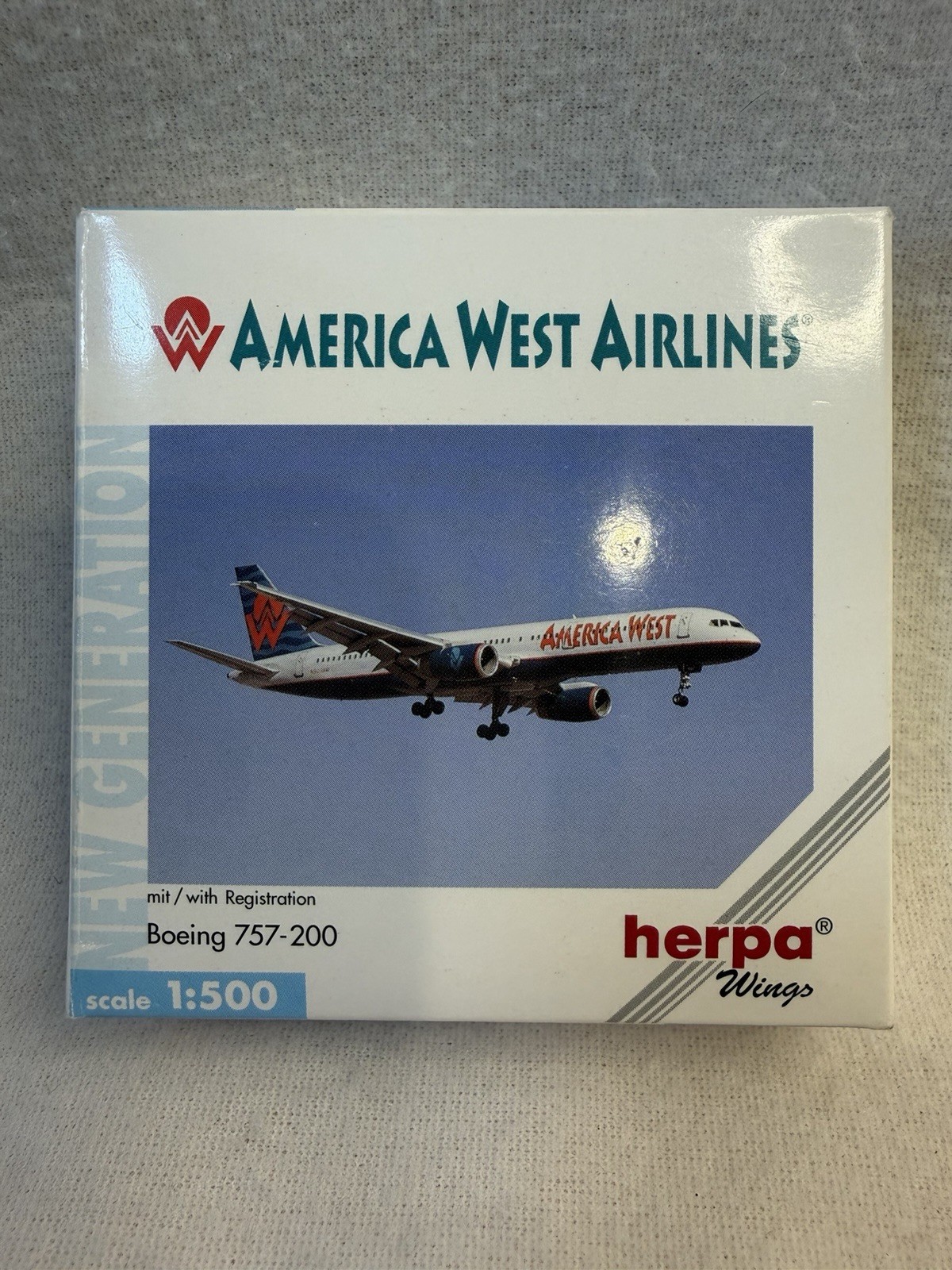 Herpa Wings 1:500 America West Airlines Boeing 757-200 503877 Diecast NIB w/Reg
