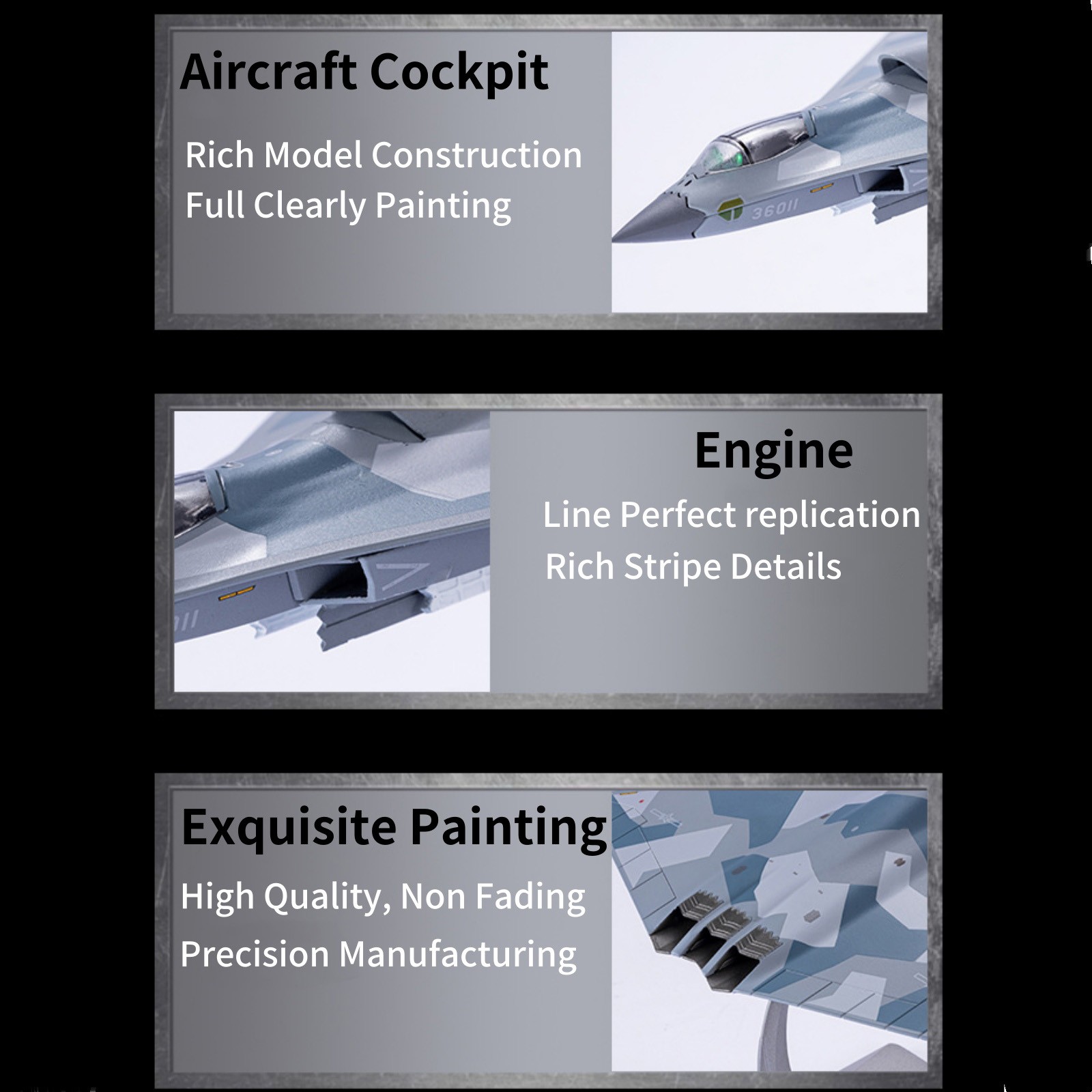 Original Proportion 17cm China Air Force Fighter Jet J-36 1/144 Scale Diecast