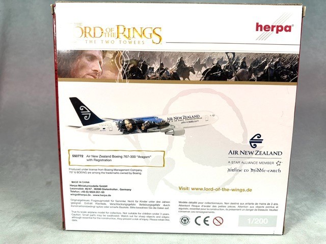 HERPA Wings 1/200 550772 Boeing B767-300 AIR NEW ZEALAND “ARAGORN” LOTR NIB