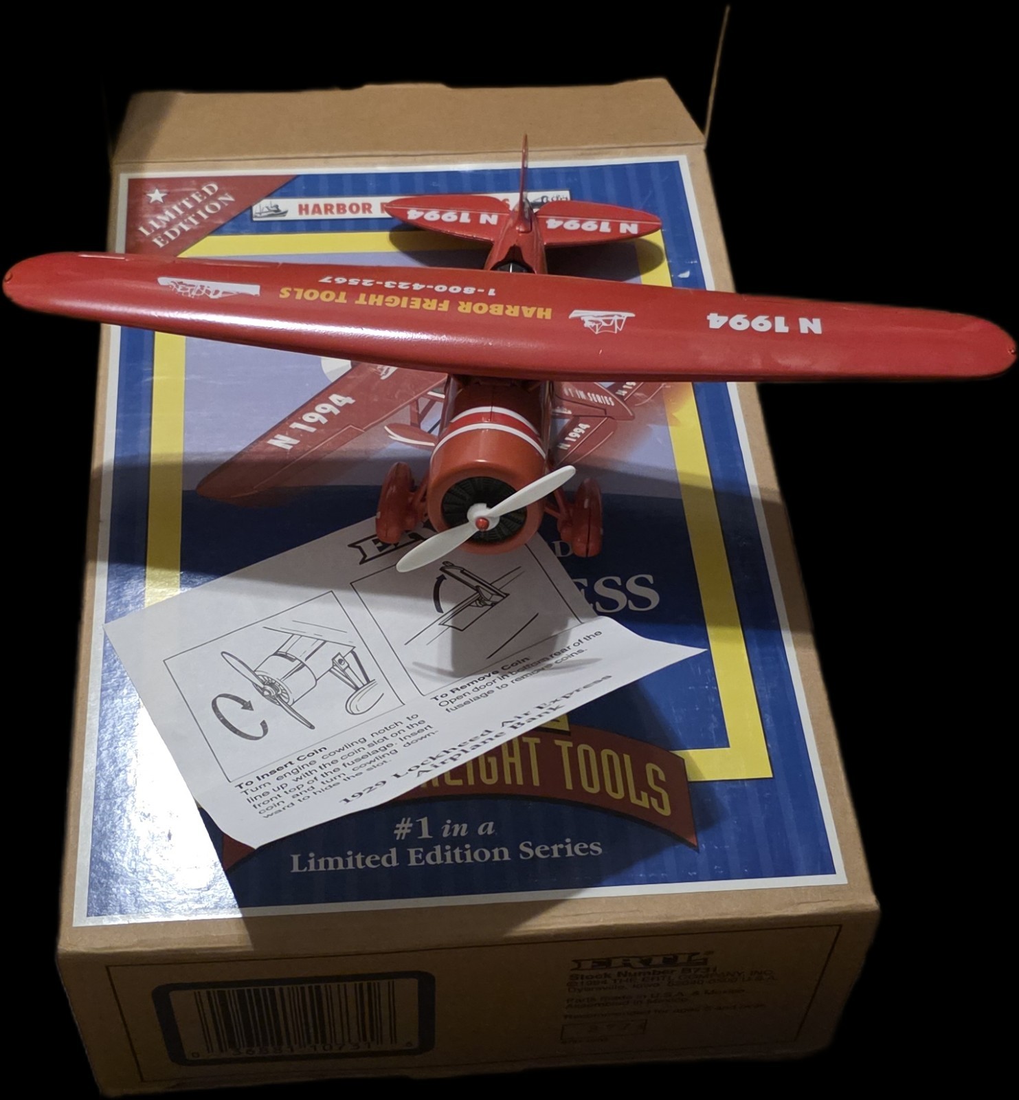 Limited Edition 1929 Lockheed Air Express die-cast metal plane Harbor Freight