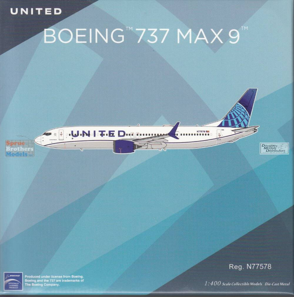 NGM89013 1:400 NG Model United Airlines B737 Max 9 Reg #N77578