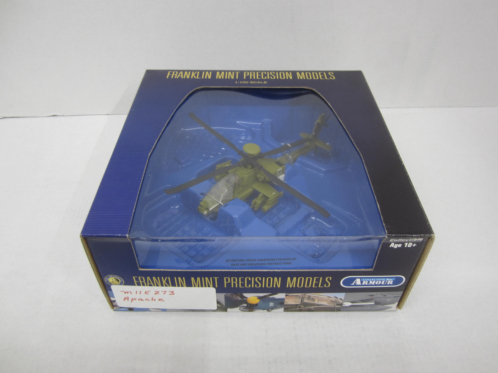 Franklin Mint Precision M11E273 1:100 Diecast AH-64D Apache Longbow Helicopter