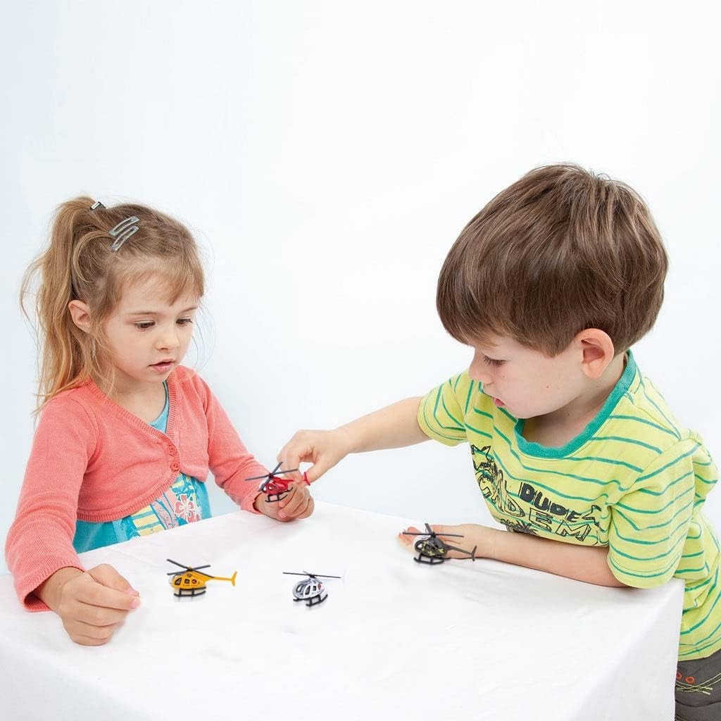 Imaginative Play Set: 4 Diecast Helicopters – Police, Fire & Military Themes