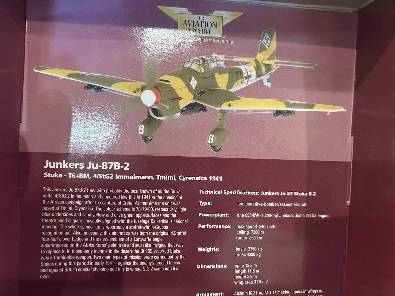 Corgi 1:72 Junkers Ju-87B-2 Stuka Immelmann, Cyrenaica 1941, No. AA32510