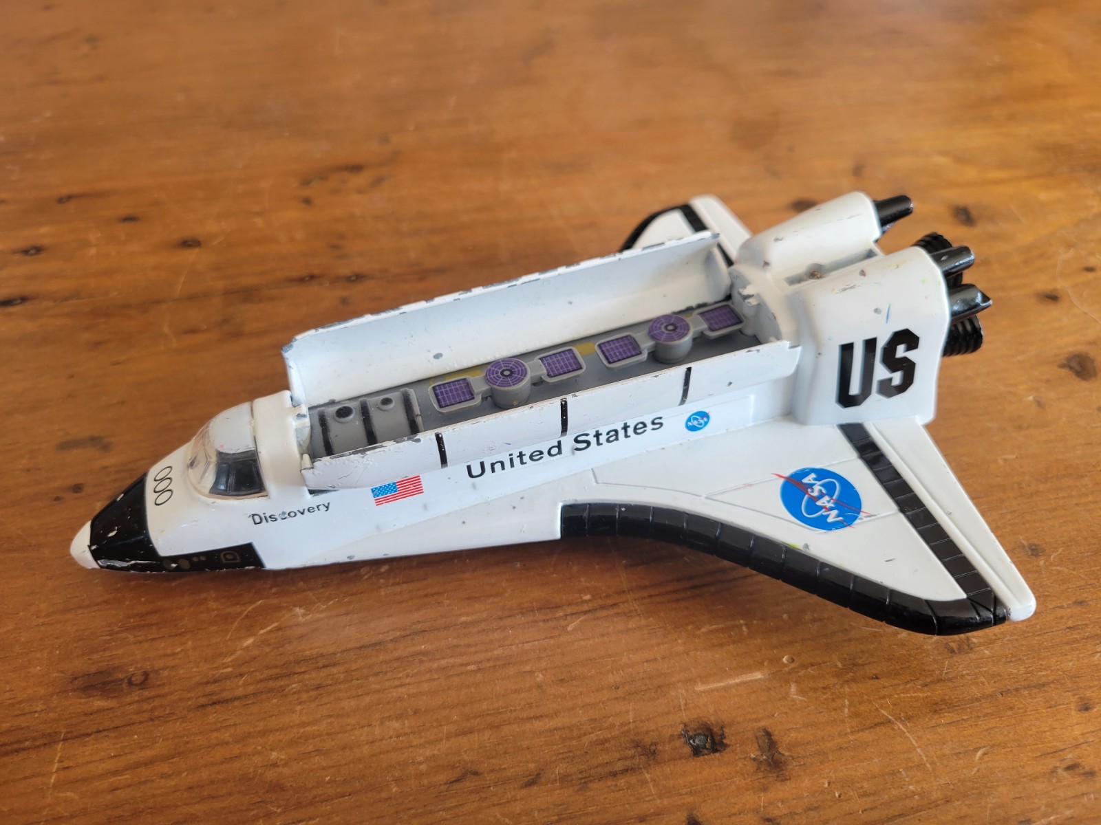 KANDYTOYS PULLBACK SPACE SHUTTLE 20CM AIRCRAFT MISSION NASA DIECAST Opening top