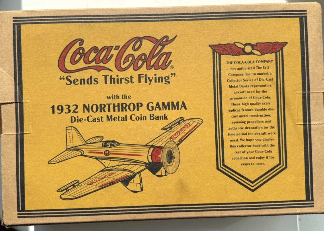 ERTL Collectibles Northrop Gamma Coca Cola Coin Bank