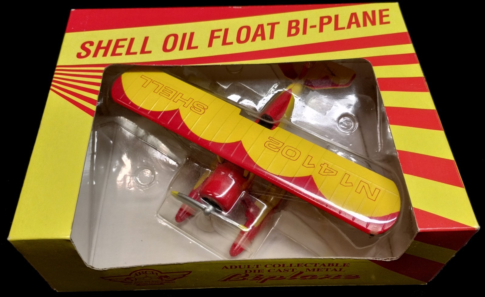 ARCH Shell Oil Diecast Float Biplane Airplane In Box : MINT