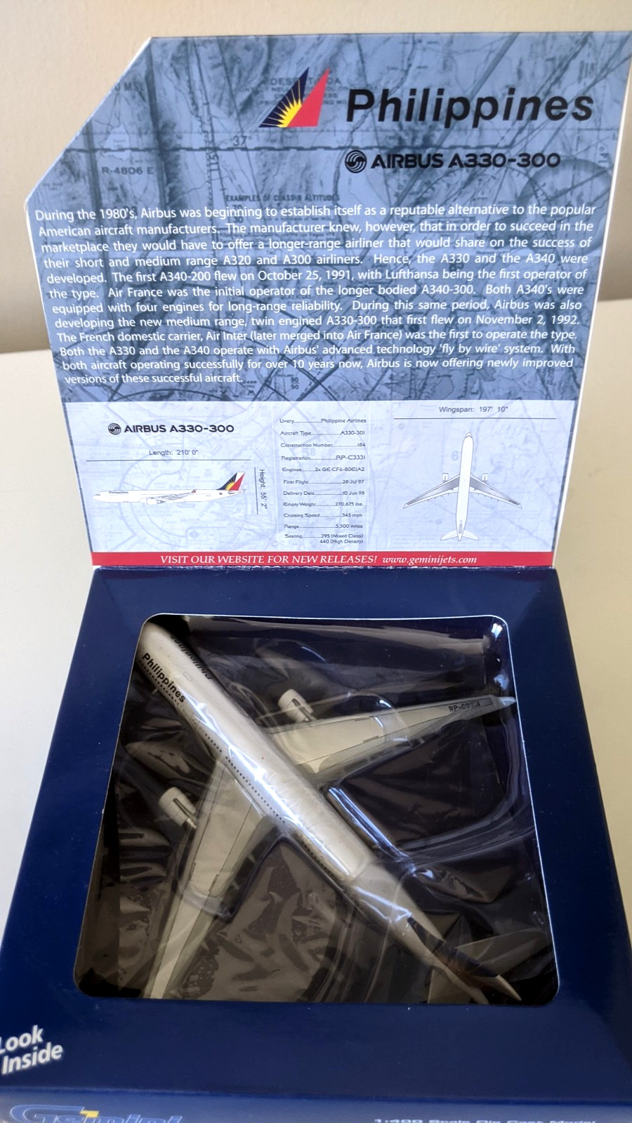 Gemini Jets 1:400 Philippines Airlines Airbus A330-300 GJPAL1197 Diecast Model