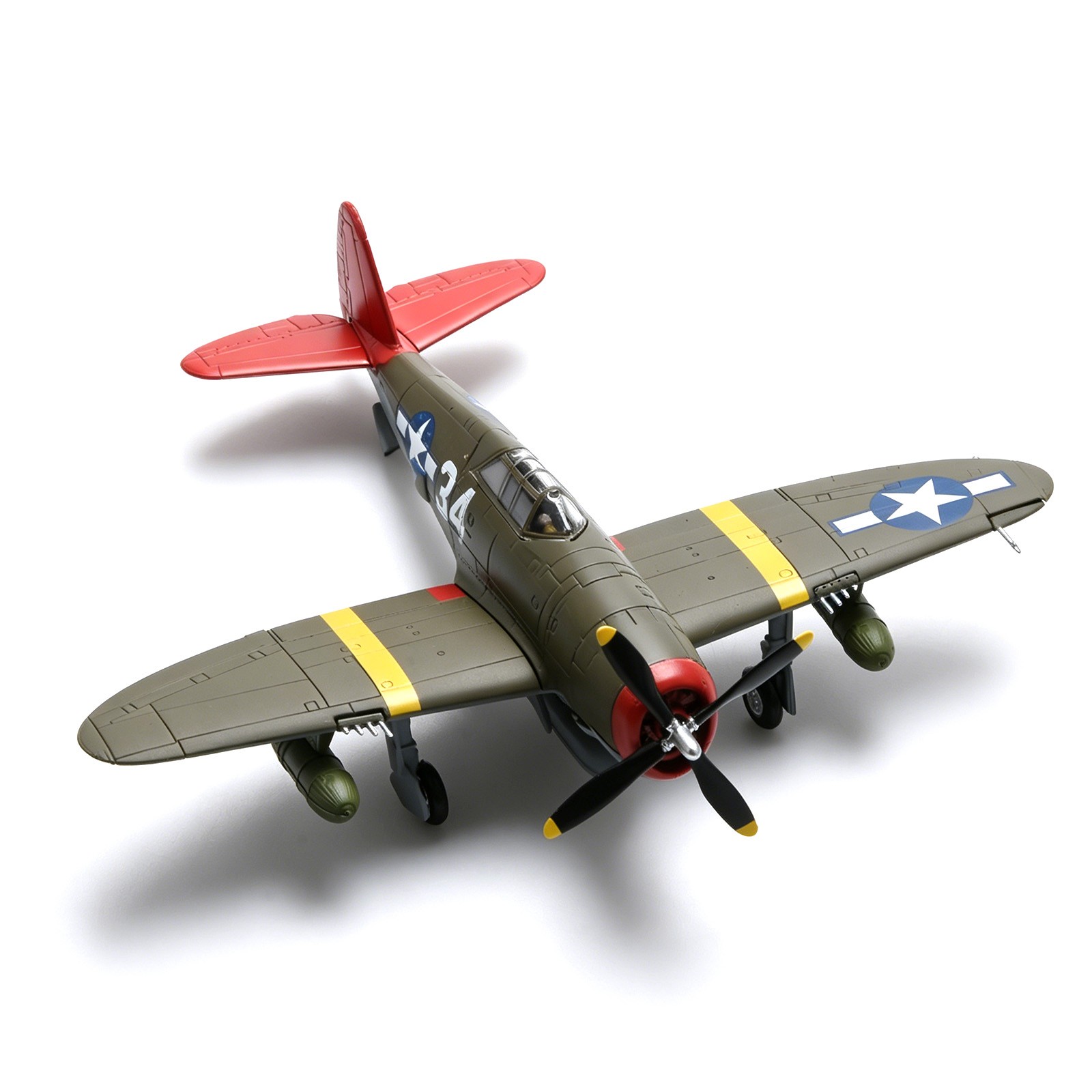 USAAF P-47D Thunderbolt Fighter Diecast Model 1/72 Olive Paint Red Nose Display
