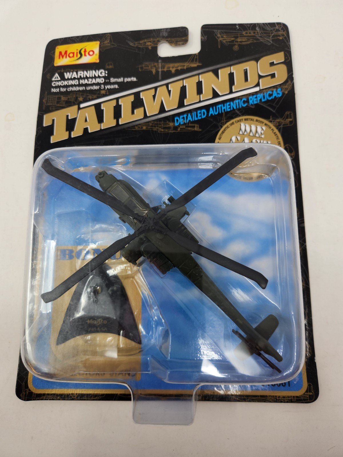 Maisto Tailwinds Series 1 Toy Diecast Helicopter with Stand 1998 Model AH64A