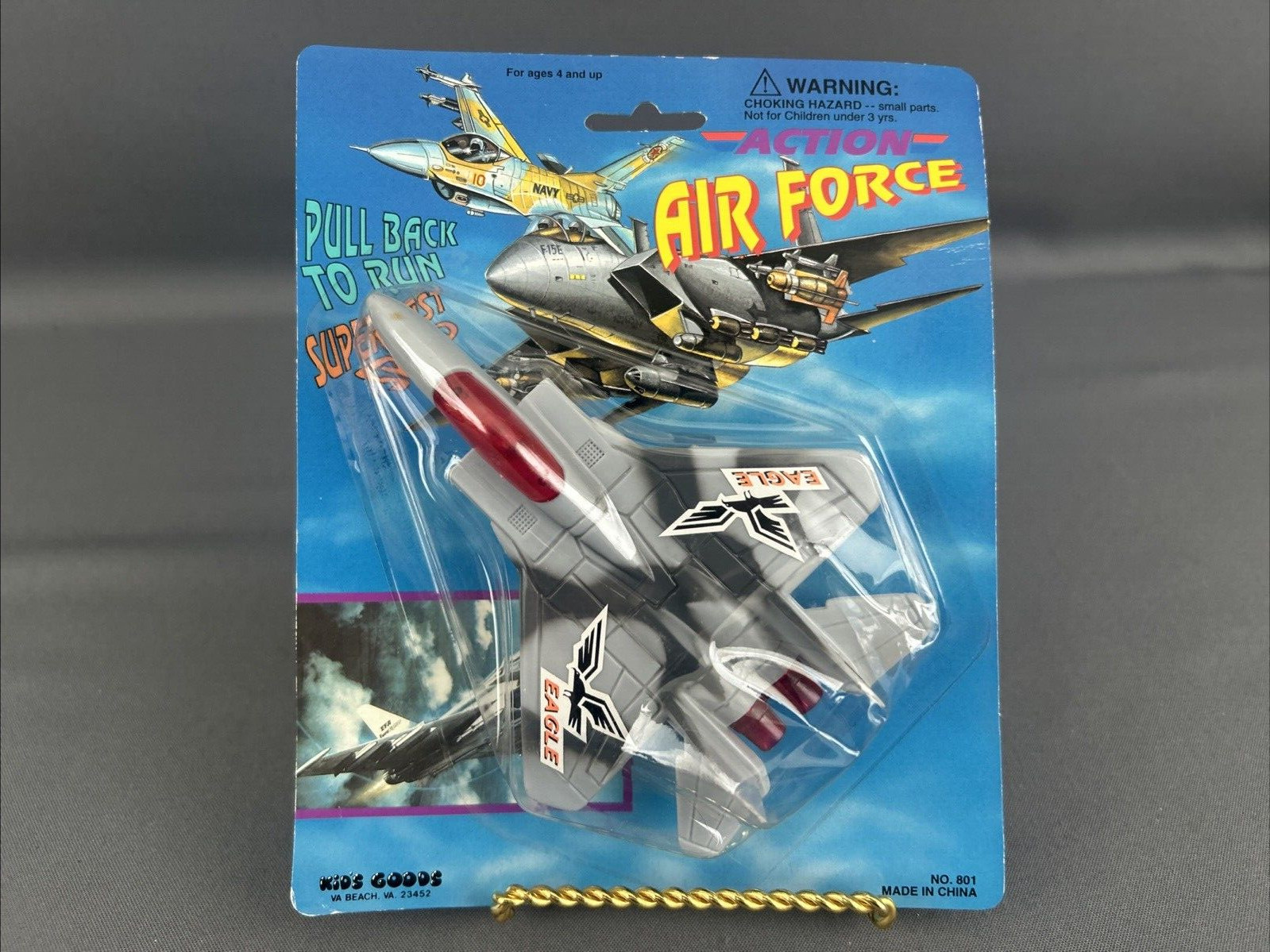 Kid’s Goods Action Air Force F-15 Eagle Pull Back & Go Action Plane #801 NIB