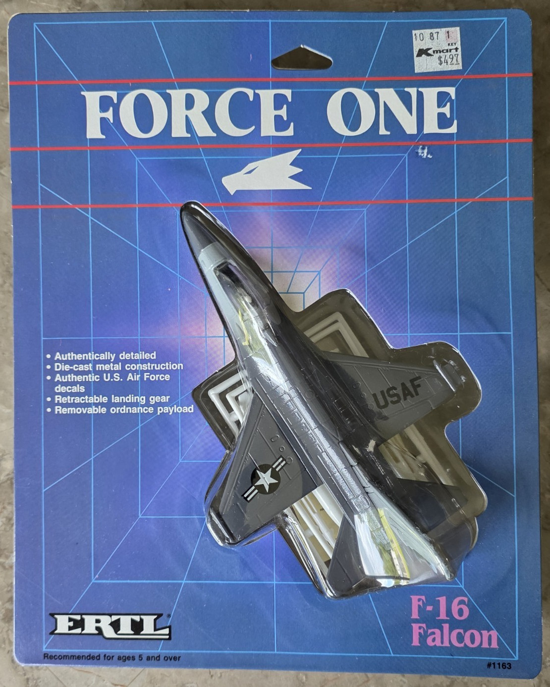 VINTAGE NEW 1986 ERTL FORCE ONE DIECAST F-16 FIGHTING FALCON U.S. AIR FORCE 1163