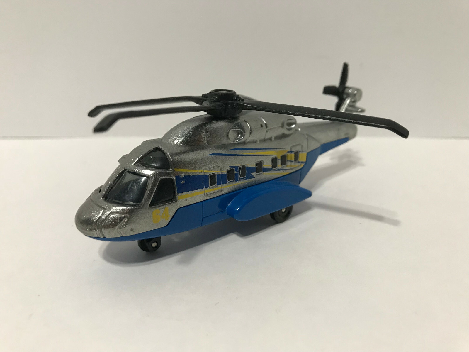 Matchbox Mattel 2003 Mission Chopper Helicopter Blue Silver
