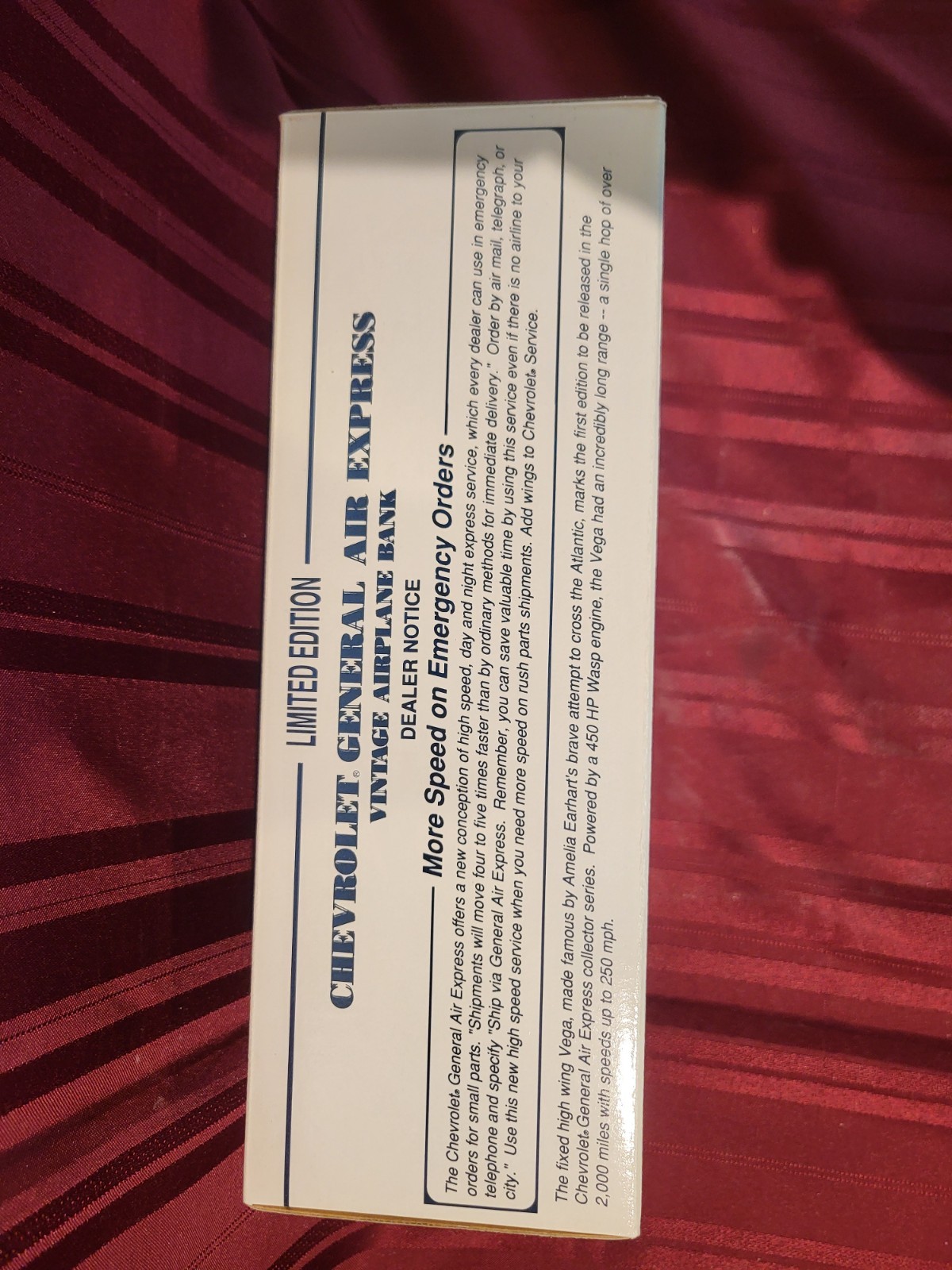 Chevrolet General Air Express Model Plane Limited Edition Cast metal bank