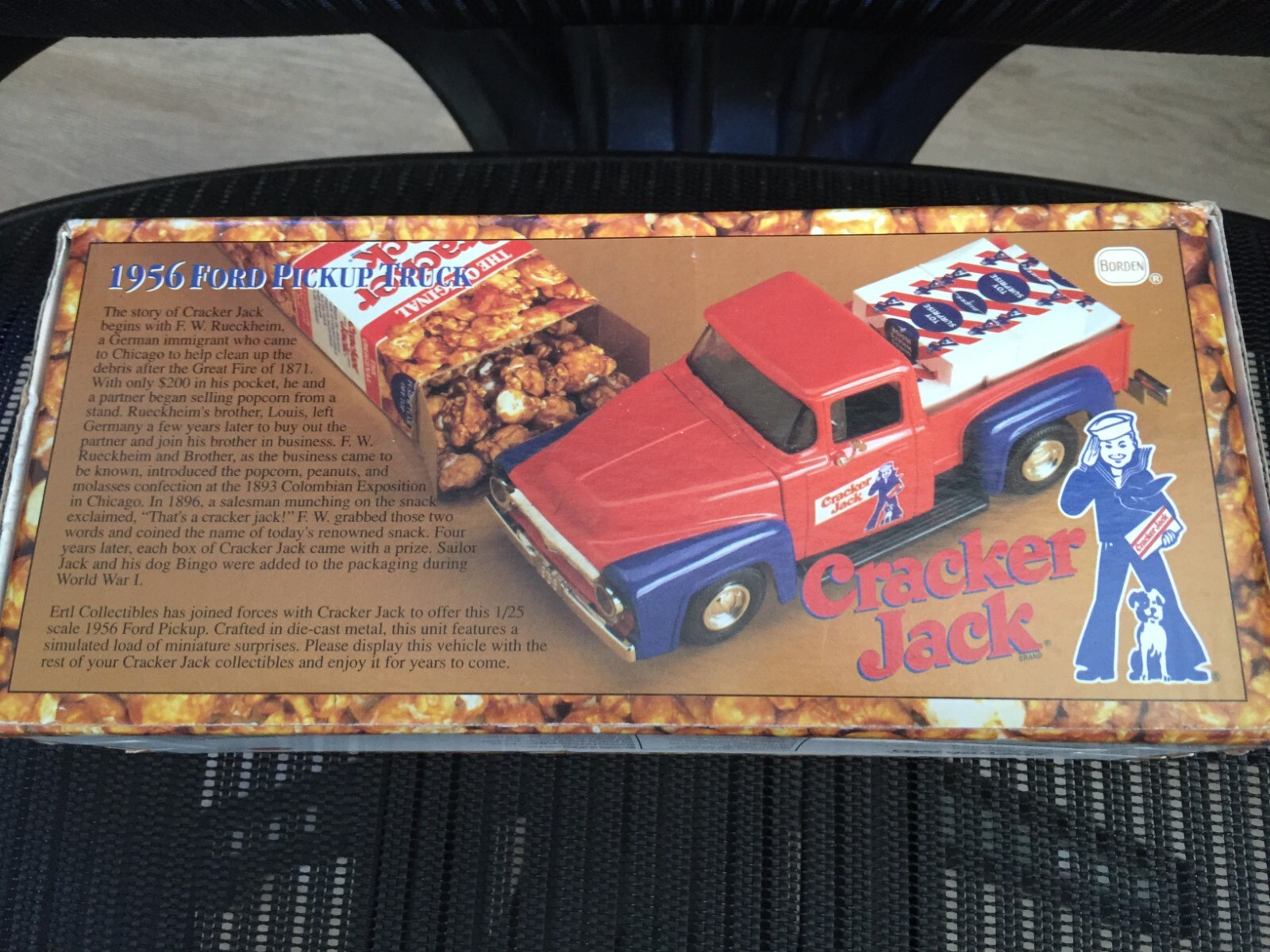 VINTAGE 1996 ERTL COLLECTIBLES 1956 FORD CRACKER JACK PICKUP TRUCK NEW BORDEN