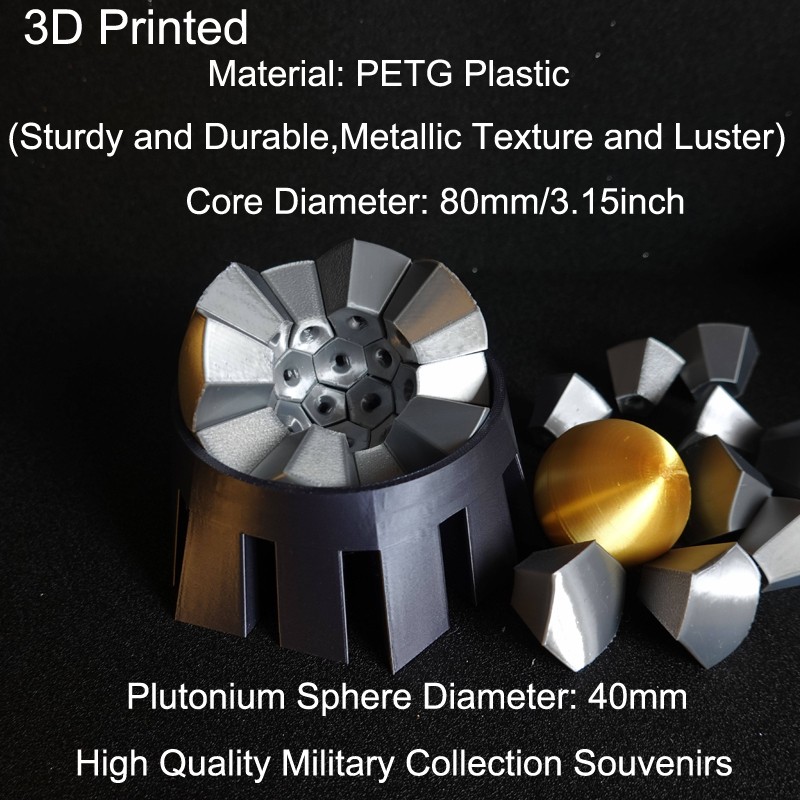3D Printed 80mm Military Collection Atom Bomb Core Model Oppenheimer Souvenirs