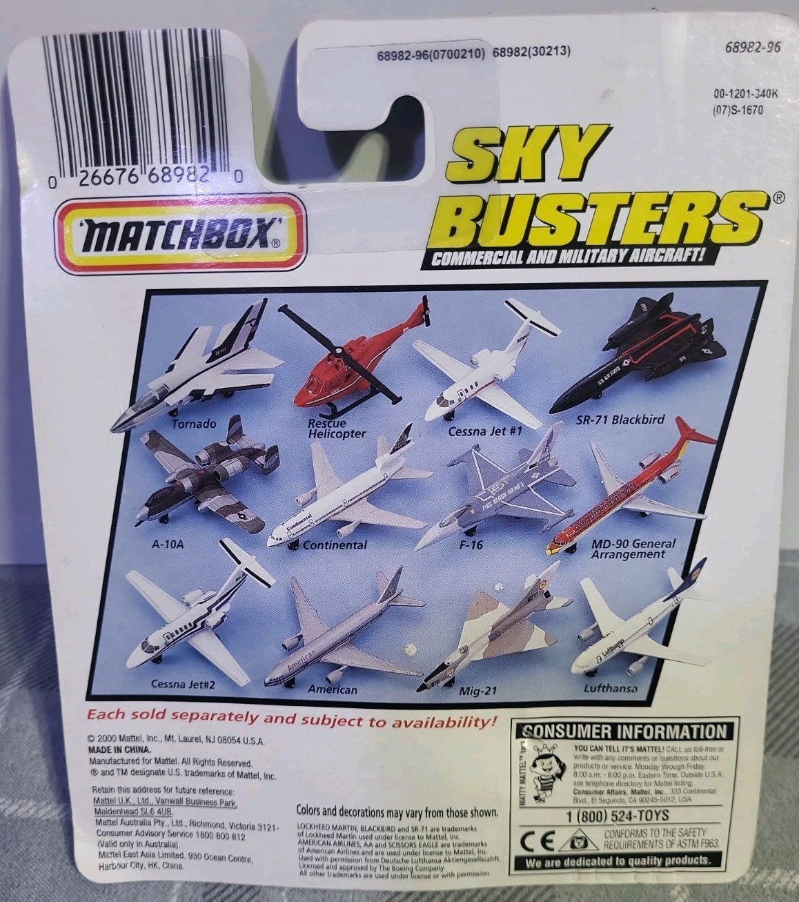 Matchbox Sky Busters 2000 MIG-21 Military Jet Aircraft Die-Cast.
