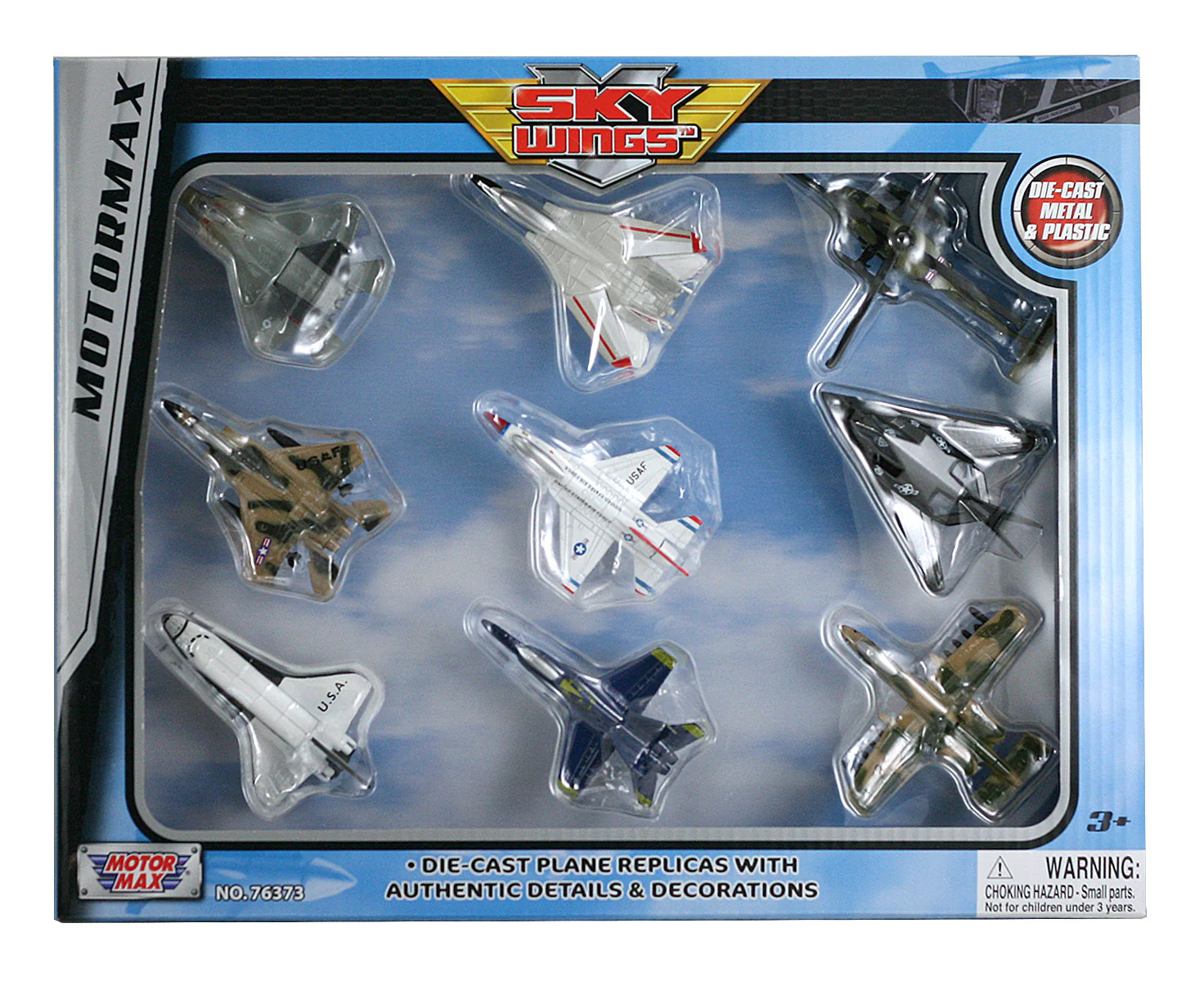 InAir Diecast Modern jet 9 Piece set Motormax Sky Wings diecast Jet Toys