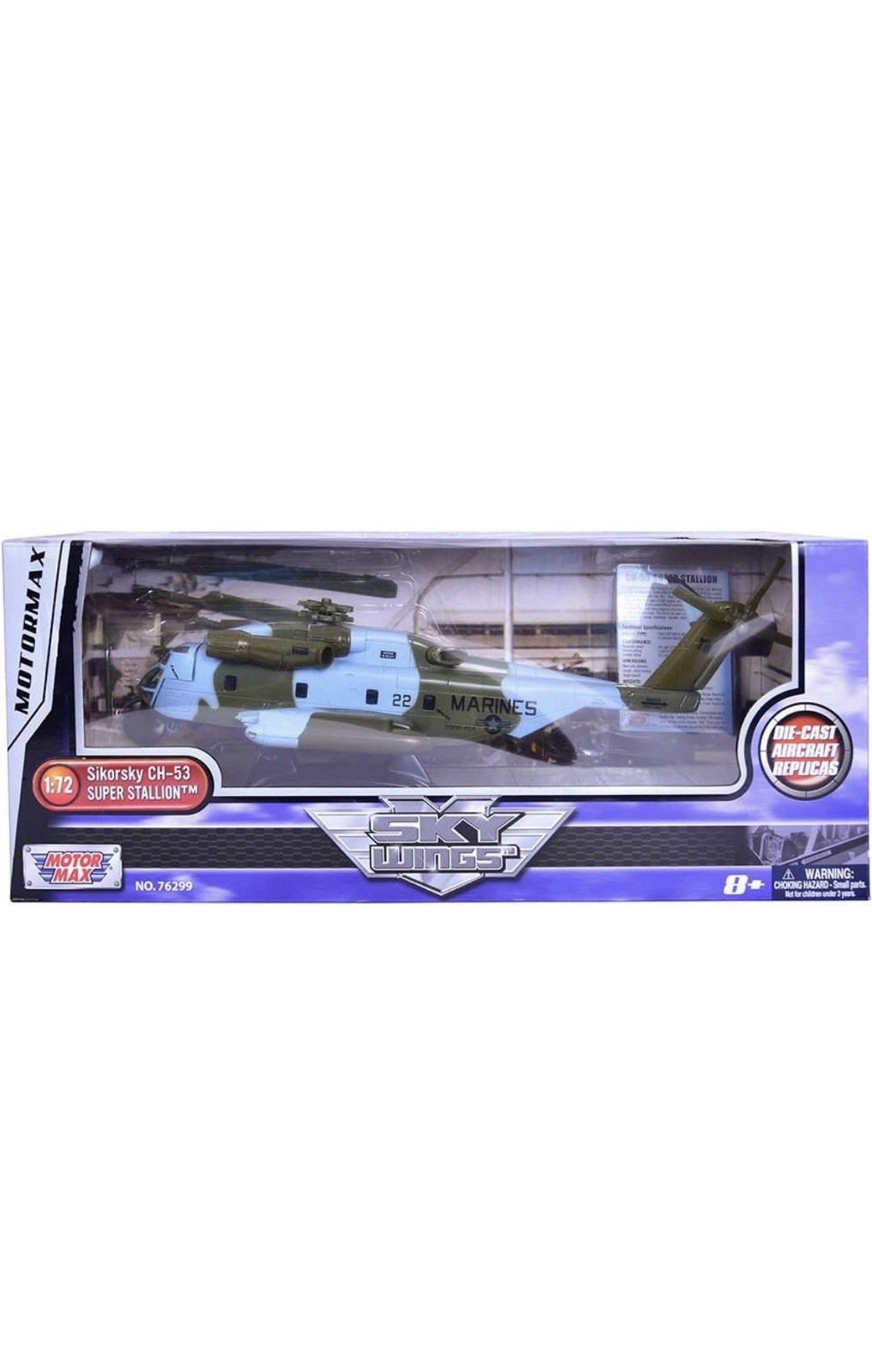 Motor Max 1:72 Sky Wings Sikorsky CH-53 Super Stallion Die-Cast Marines