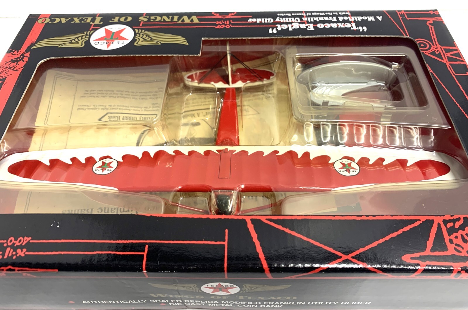 Wings of Texaco Modified Franklin Utility Glider Texaco Eaglet Diecast Bank NIB