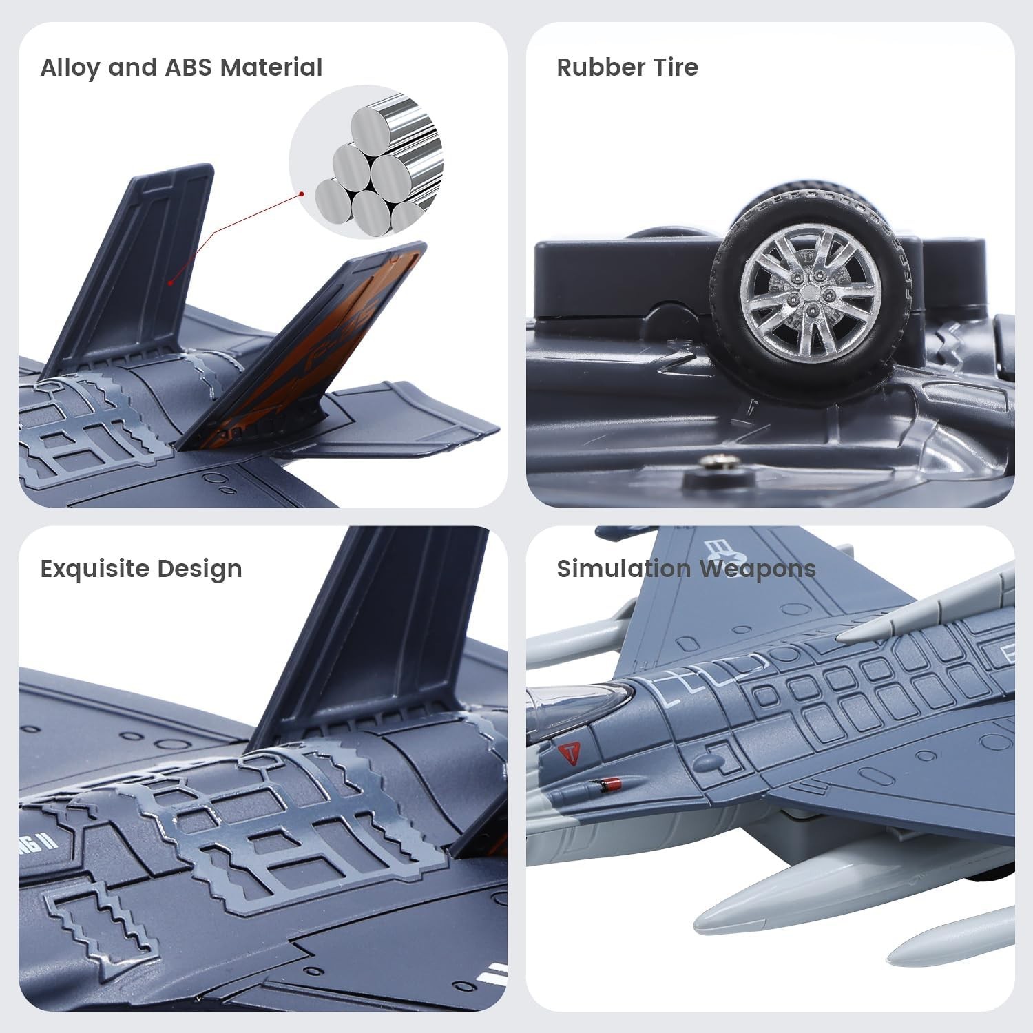 Interactive F35 & F16 Diecast Fighter Jets: Pull Back Action & Realistic Sounds