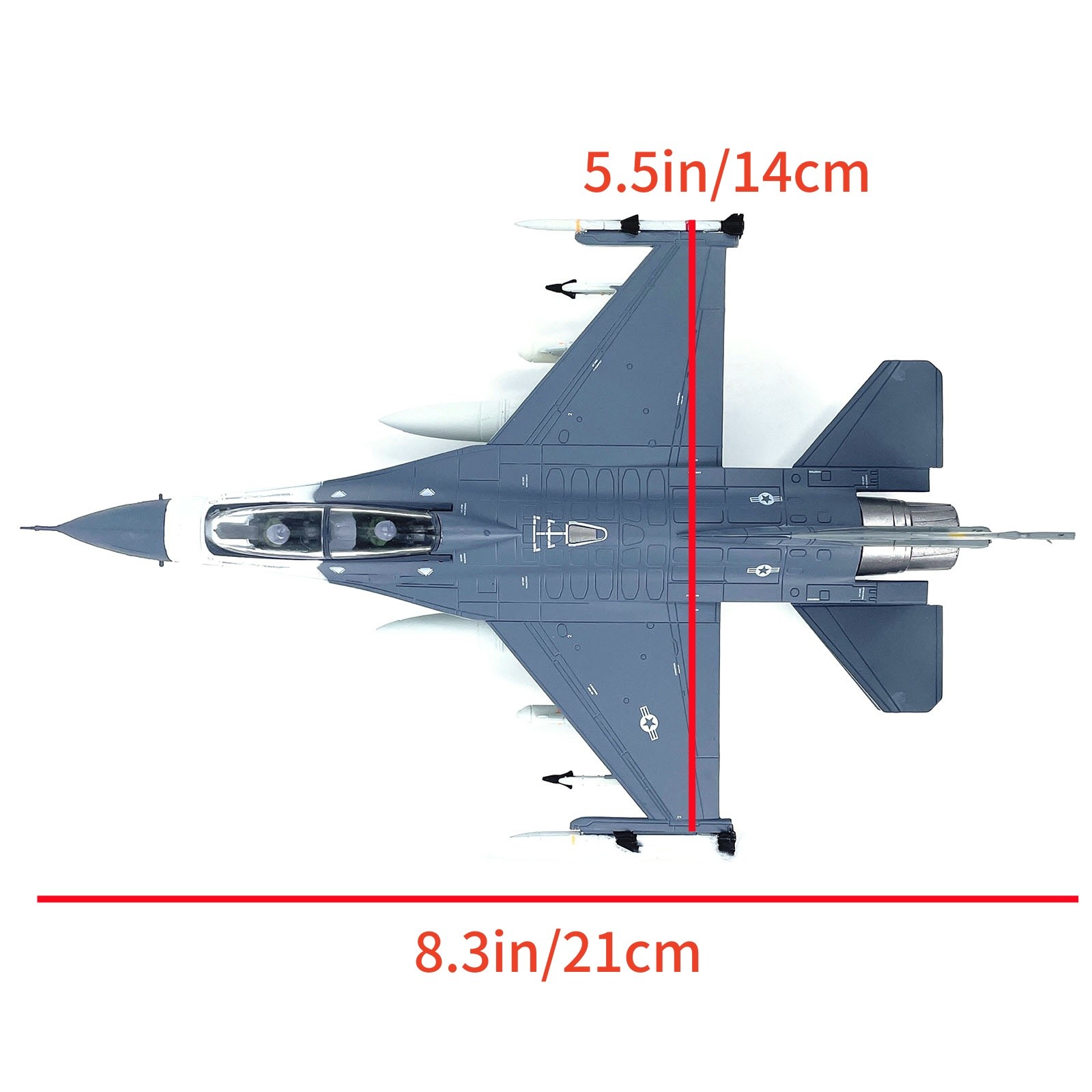 F-16D Fighter Jet Aircraft Model 1/72 Scale For US Air Force Alloy Diecast 21cm