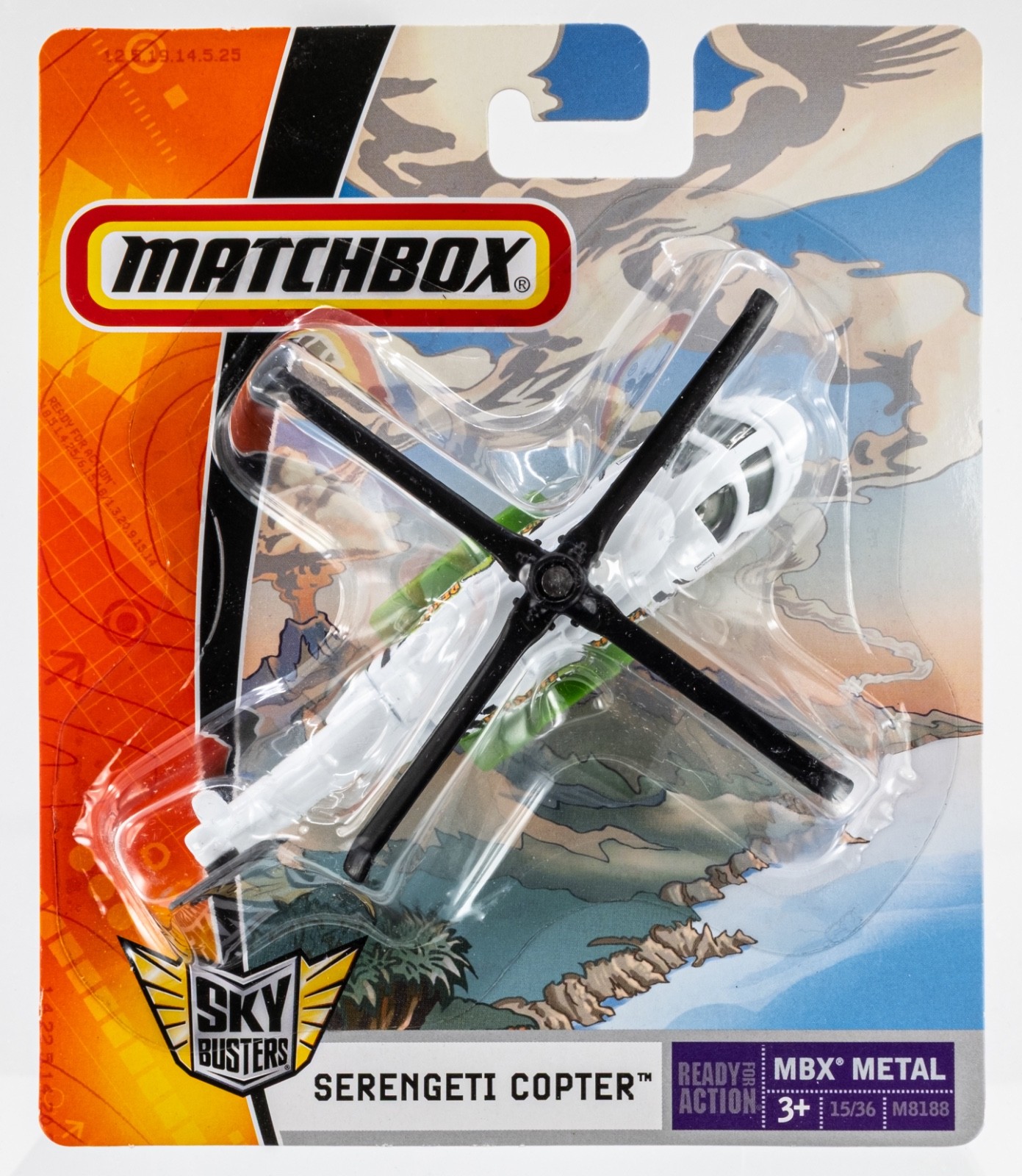 2008 Matchbox Sky Busters® #15 Serengeti Copter™ WHITE | WILDLIFE RESCUE | FSC