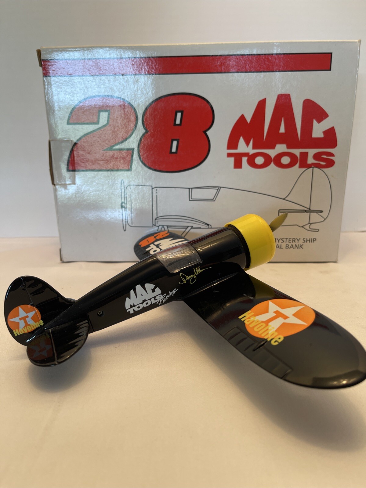 Davey Allison, Mac Tools, Travel Air Mystery Ship Diecast Airplane Bank Primo
