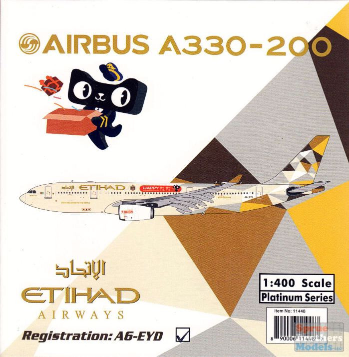 PHX1752 1:400 Phoenix Model Eithad Airbus A330-200 “Happy 11.11, TMALL”
