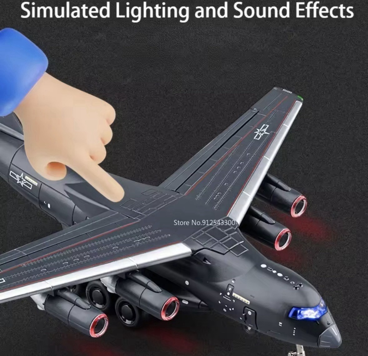 1:180 Y-20 Transport Aircraft Model With Metal Body, Foldable Wheels & Lighting