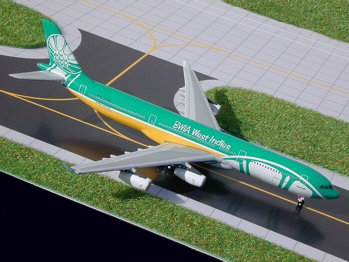 BWIA West Indies Airways Airbus A340-300 9Y-TJN GeminiJets GJBWA316 1:400 RARE