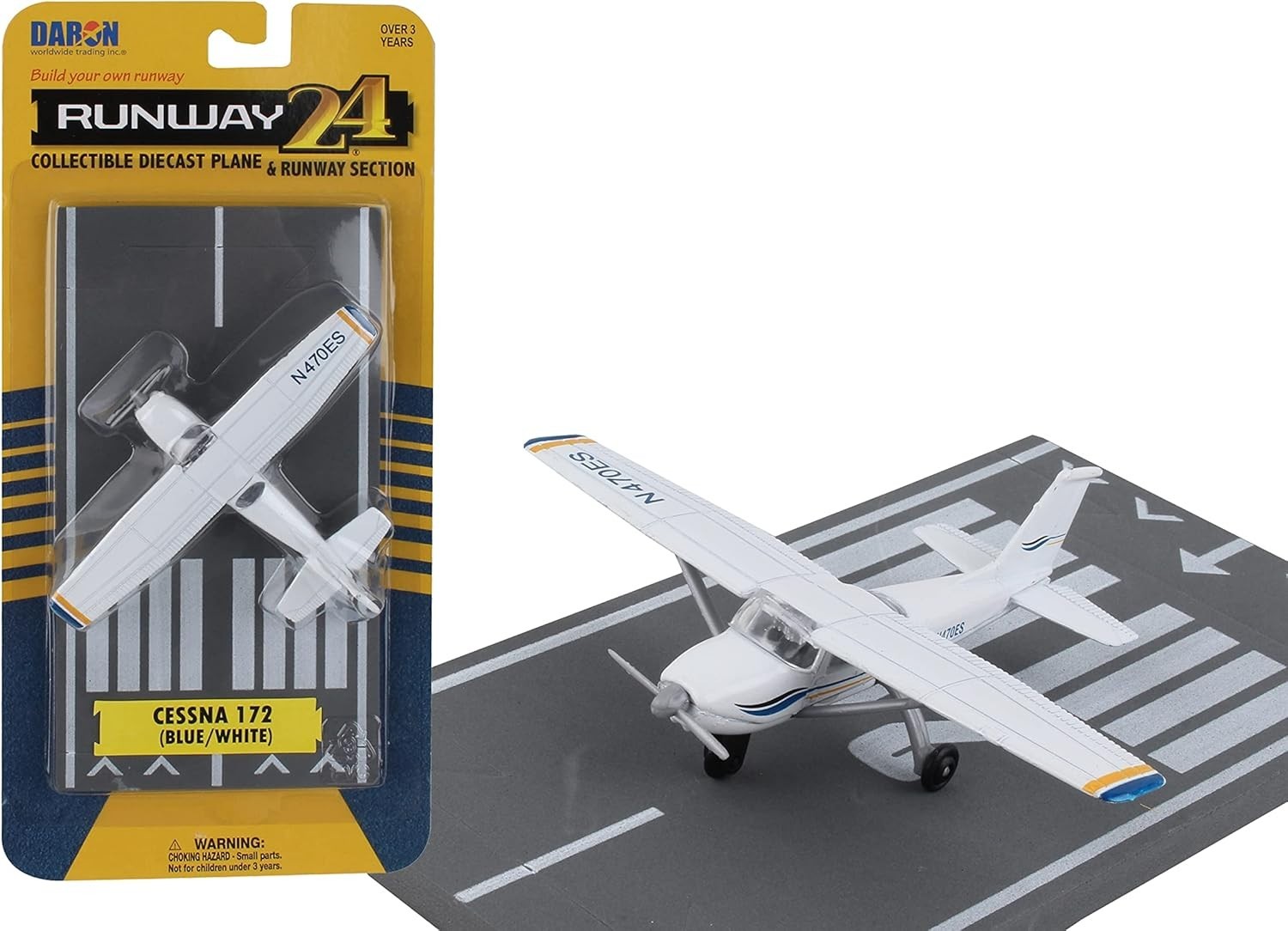 1:87 Scale Cessna 172 Diecast Plane with Flexible Runway for Kids & Collectors