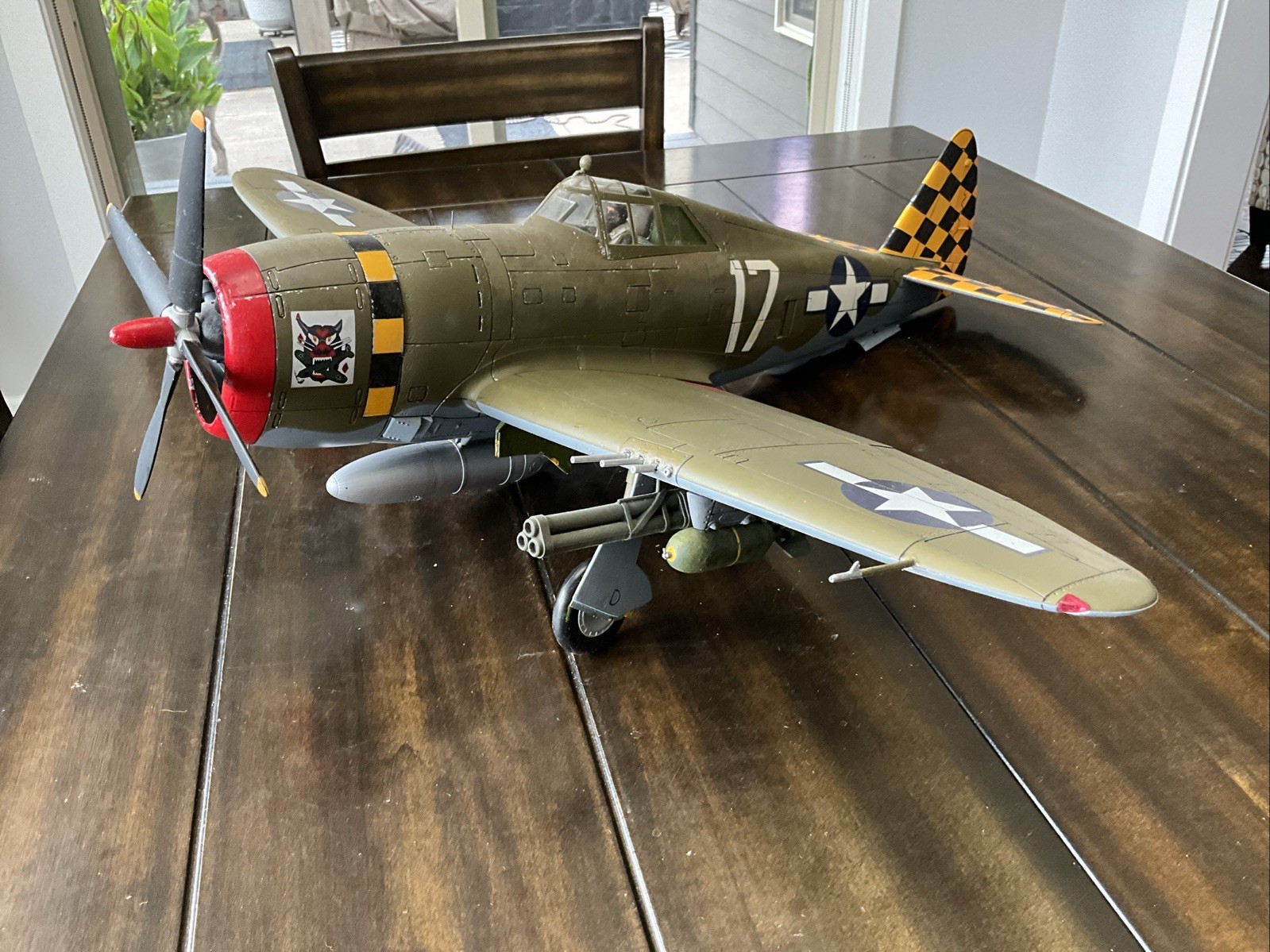 Motorworks P-47d Thunderbolt Razor-back Checker Tail 1:18