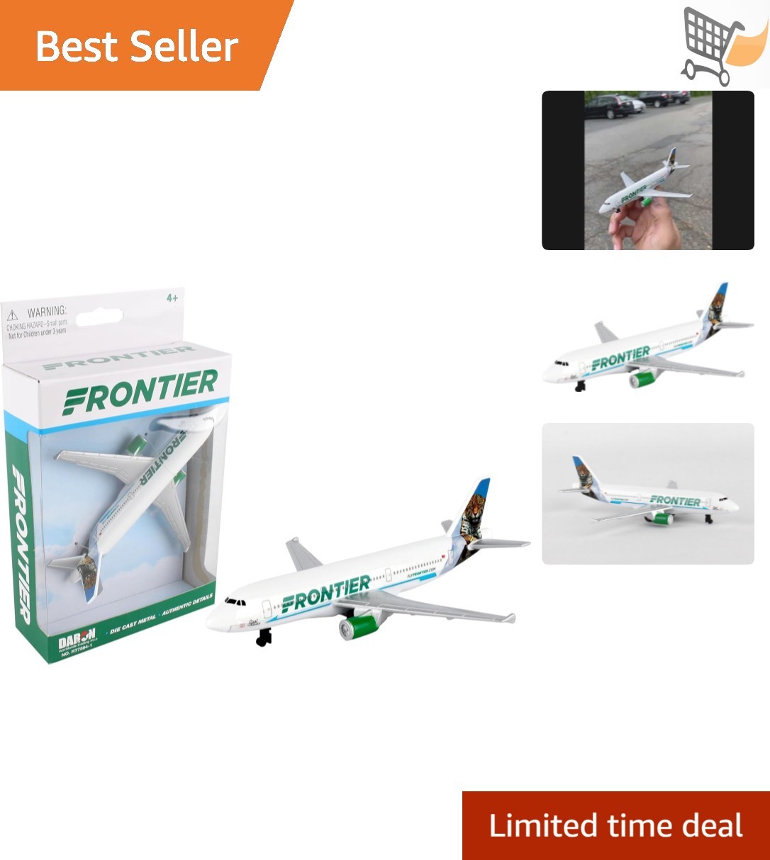 Toy Airplane Die-Cast Metal Model with Plastic Parts for Kids Ages 3+