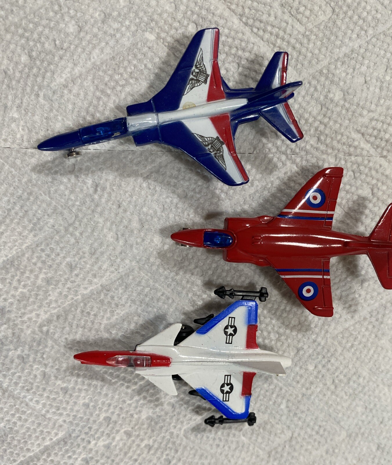 Mini Toy Airplanes (3) Red/White/Blue -Unbranded-Preowned