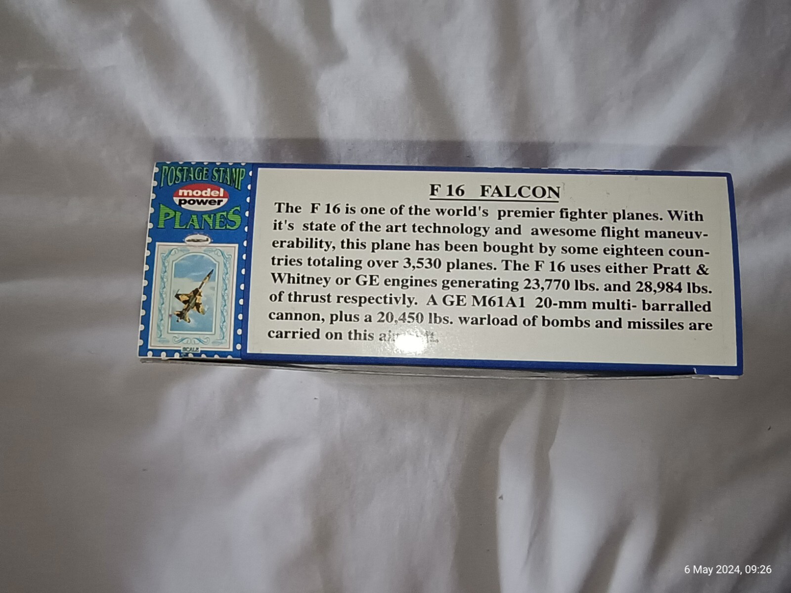 Model Power Postage Stamp Planes Blue Range 1/126 General Dynamics F16A No.5399