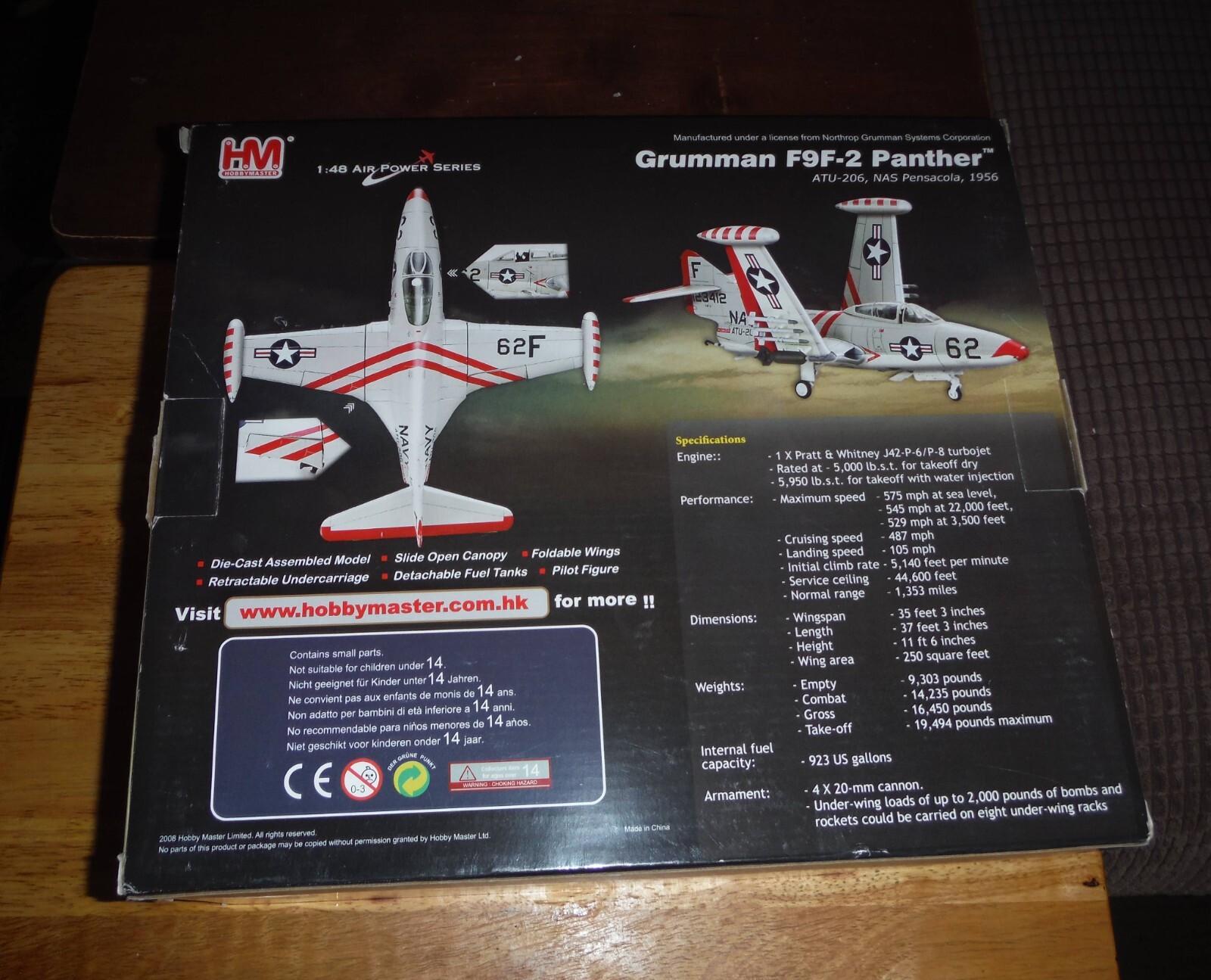 Hobbymaster Air Power Grumman F9F-2 Panther ATU-206, NAS Pensicola 1956 HA7203