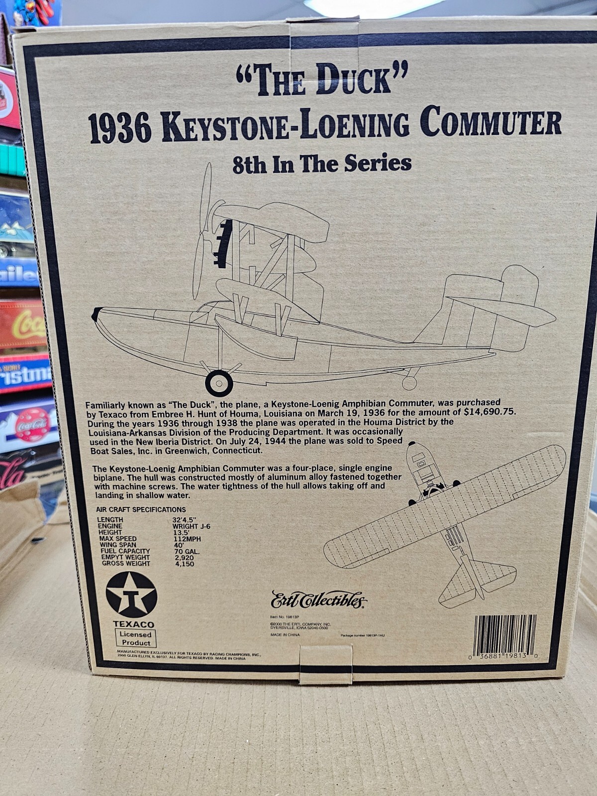 Wings of Texaco 1936 Duck Keystone Loening Commuter Airplane Model #8 in Series