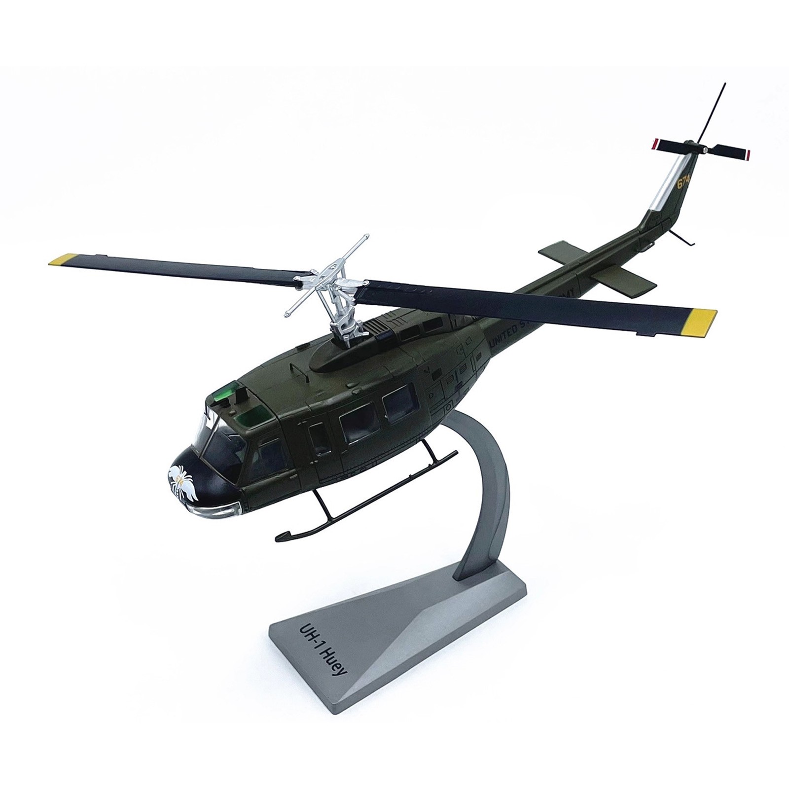 Detailed Premium US Army Huey Helicopter Model 1:48 Scale with Display Stand