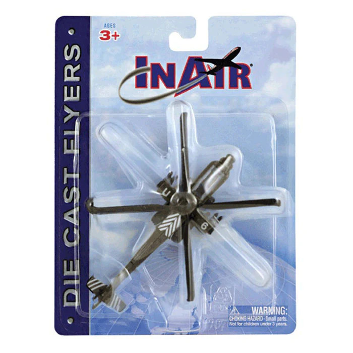 InAir AH64 Helicopter Die Cast Flyers Toy Boeing AH 64 Apache