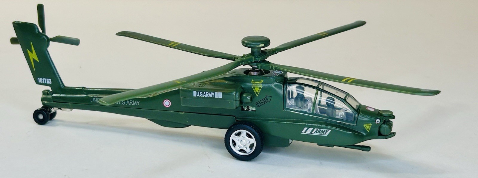 PMT Holdings Diecast US Army Chopper Helicopter Pullback Friction Toy