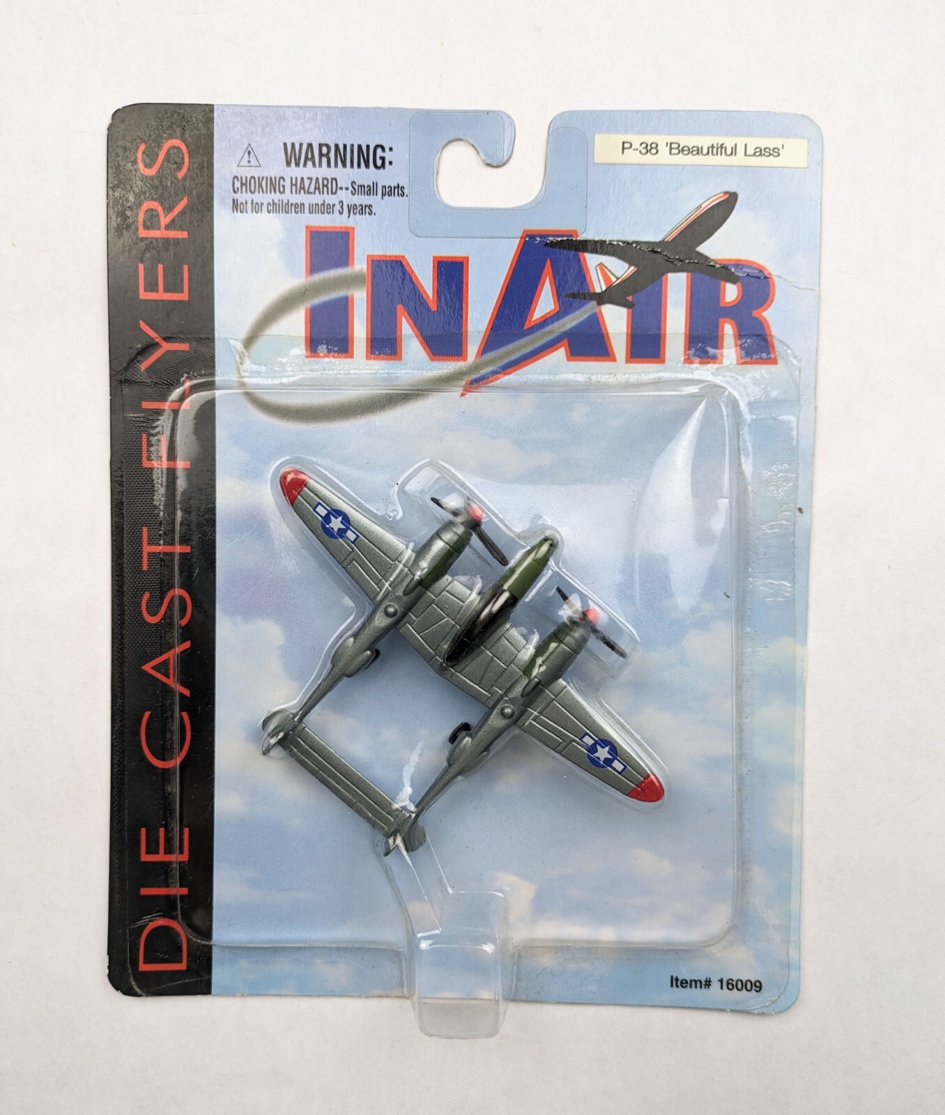 In Air Die Cast Flyer P-38 Lightning Beautiful Lass 1/100 Scale New In Package