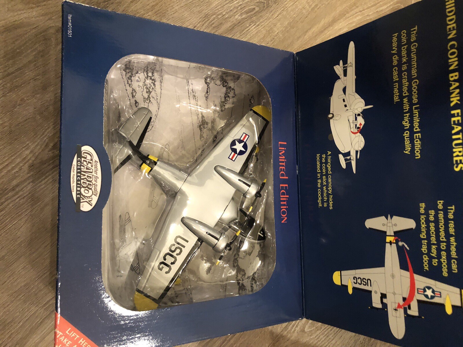 Vintage 1997 Gearbox Grumman Goose Diecast 1938 USCG 7725 Airplane Bank