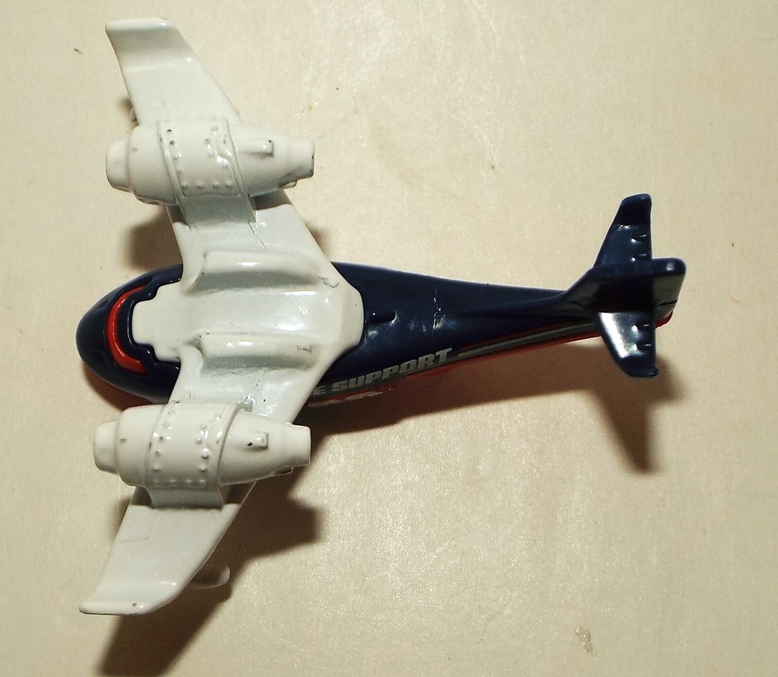 Hot Wheels Small Die Cast Water Bomber in Black & White with Red Trim