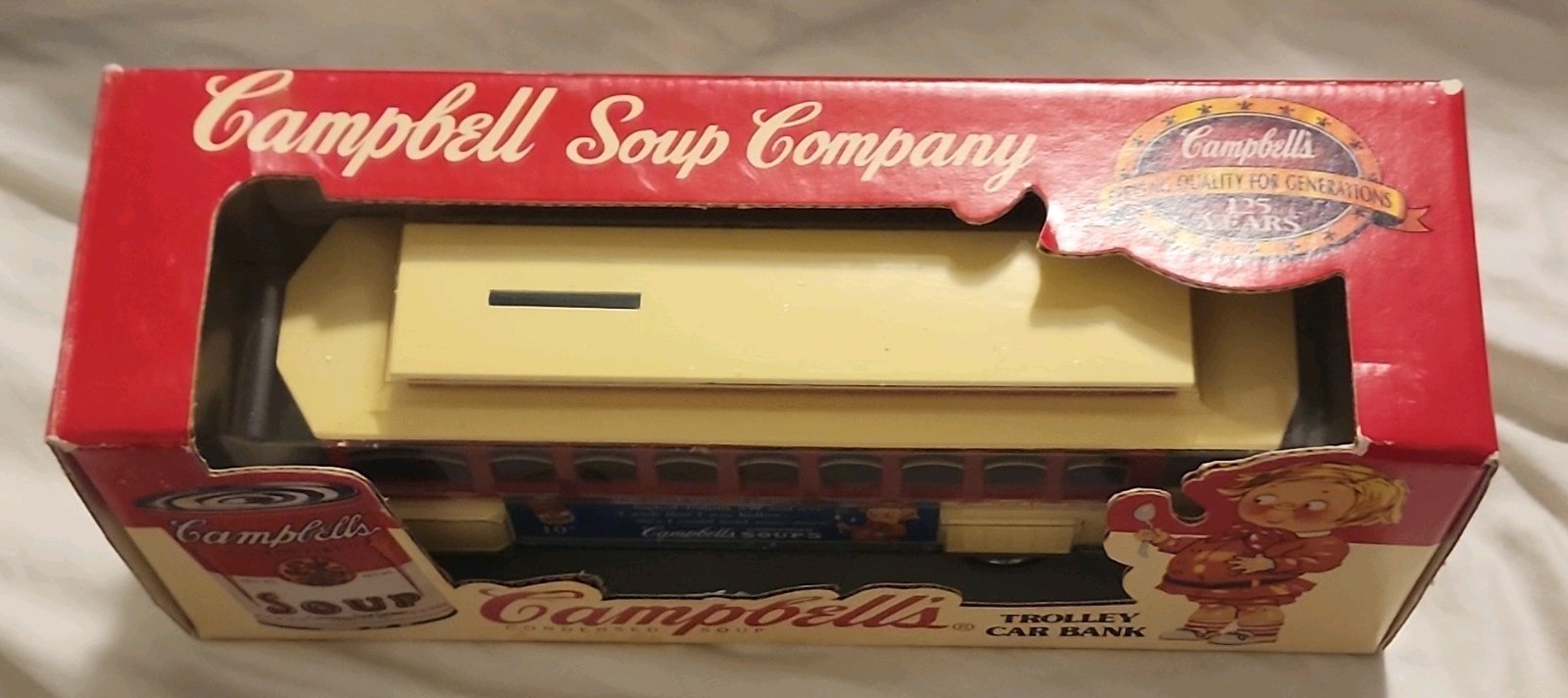 NEW ERTL COLLECTIBLES TROLLEY CAR BANK CAMPBELL’S SOUP COMPANY 125 YEARS