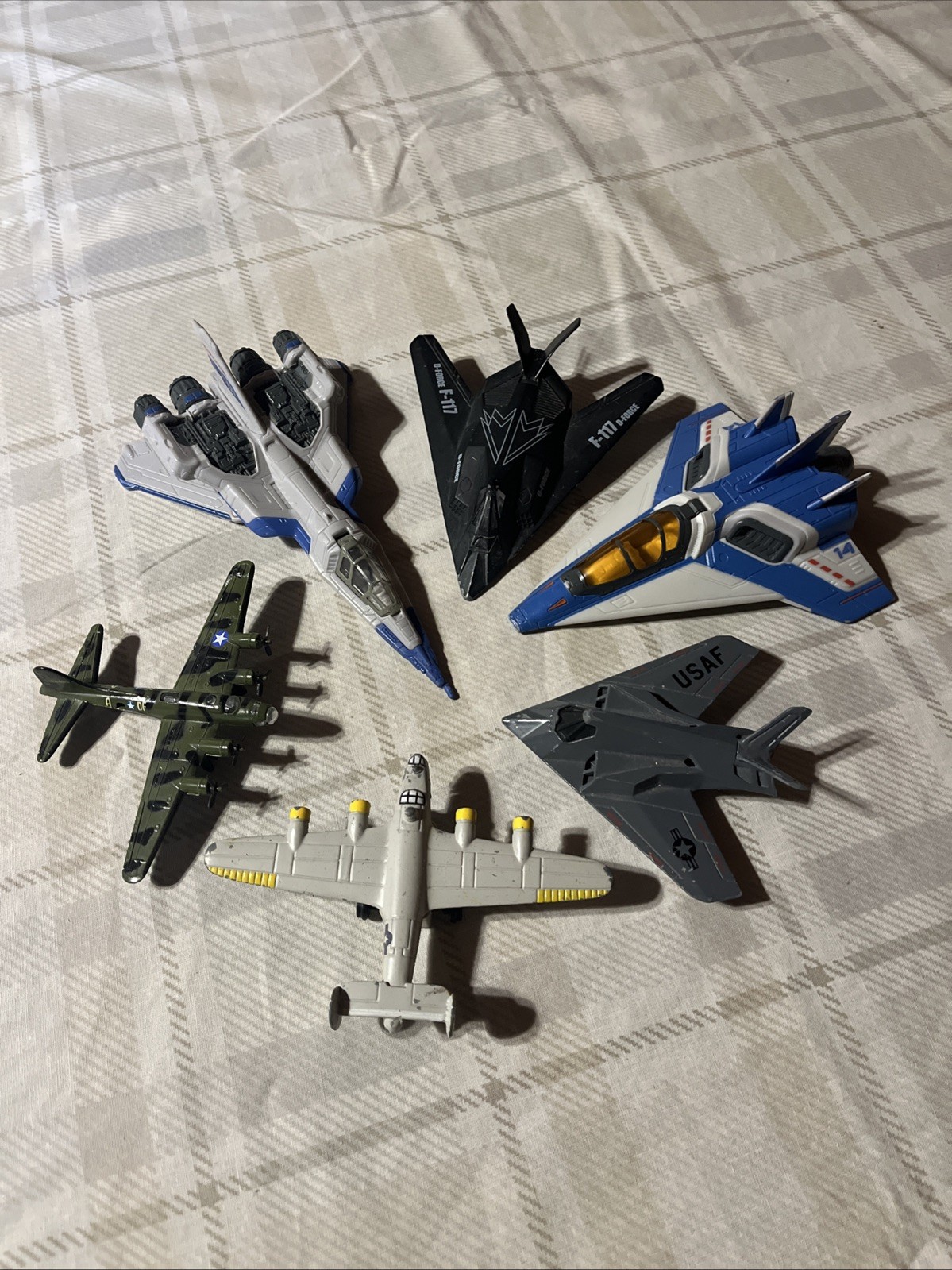 Diecast & Plastic Military Metal Toy Planes Lot of 6 Misc Assortment