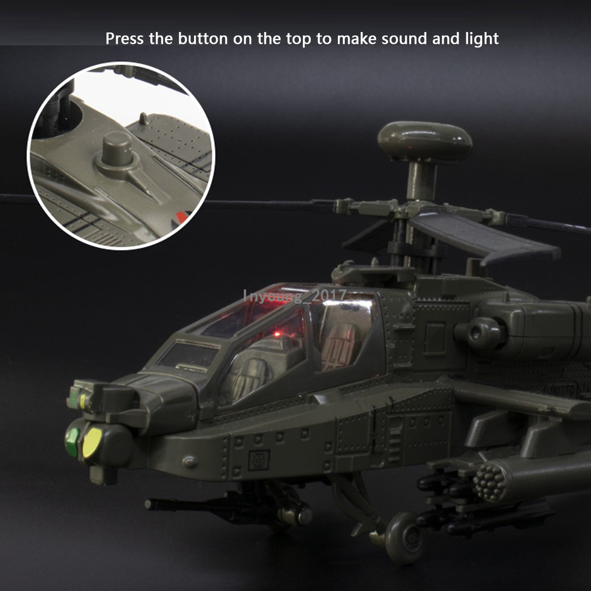 Boeing AH-64 Apache Helicopter Model Diecast Military Toy Airplane for Boys Kids