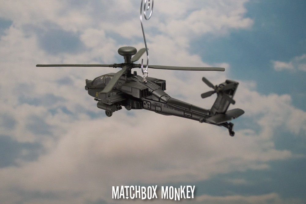 Modern US Army Navy Marines Boeing AH-64 Apache Helicopter Christmas Ornament